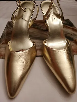 Colin Stuart Gold Heels  8.5 Slingback Pointy Toe Women's Shoes Classy Party • $29.95