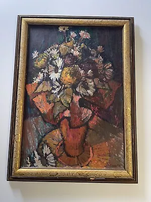 Mid Century Modern Painting Expressionism Still Life Floral Flowers Giesbert Oil • $1300