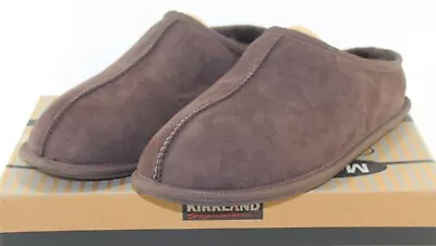 KIRKLAND Mens Clog Slippers Multi Shoe Sizes Dark Brown Sheepskin & Wool Up NEW • $21.24