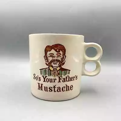 Vintage Primitive Ceramic So's Your Father's Mustache Shaving Cup Novelty Mug • $24.99