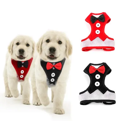 Dog Puppy Pet Adjustable Harness Comfort Breathable Soft Mesh Fabric Lead Tuxedo • £3.48