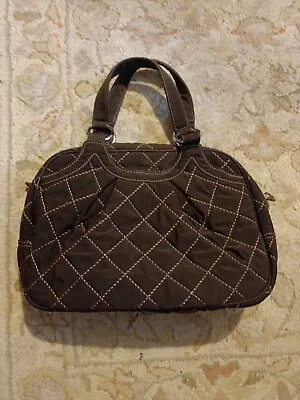 VERA BRADLEY Cotton Quilted Brown Baroque Lined Zip Rare Tote/Handbag Cosmetic  • $14