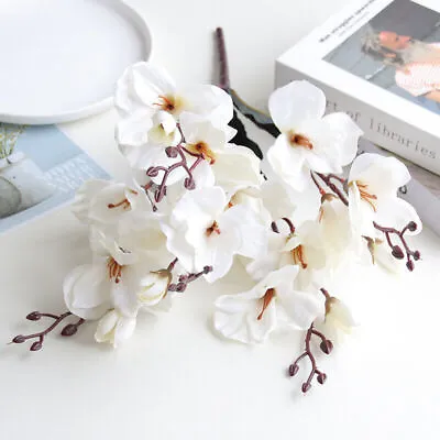 DIY Party Artificial Fake Silk Magnolia Flower Decor Home Plant Bridal Bouquet • £5.99