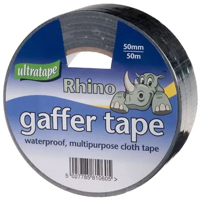Rhino 50m Gaffa Cloth Tape 50mm Black • £4.99