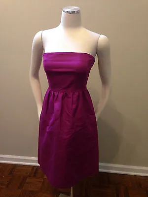 NWOT J. Crew Magenta Purple Strapless Dress Cotton Cady Lined 6 Sample  • $49.95