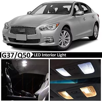 12x White LED Light Interior Package Kit For 2014-2015 Infinit G37 Q50 Sedan • $9.89