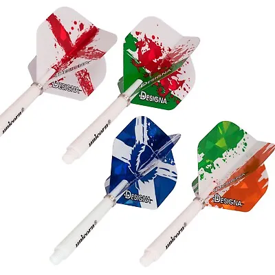 Unicorn Gripper 3 White Dart Stems Shafts + Patriot Flag Dart Flights Combo • £3.95