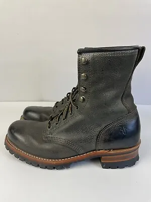 Frye BlackGray Leather Combat Boots Men’s Size 9 M • $229