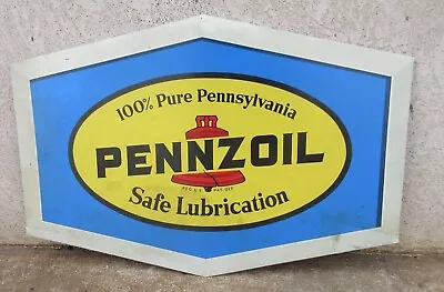 Vintage Pennzoil Motor Oil Sign Gas Station Dealer 100% Pennsylvania Lubrication • $183.20