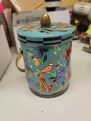 Vintage Murray-Allen Regal Crown Lidded Tea  Tin With Handle Blue /Gold 6  • $12.99