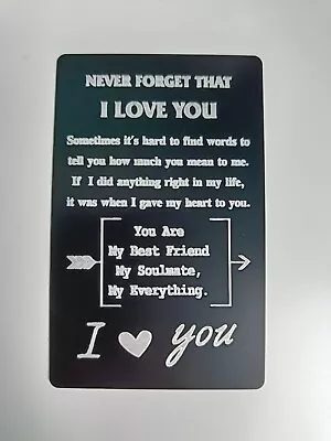Never Forget I Love You Metal Card For Wallet Wedding Anniversary Birthday • £3
