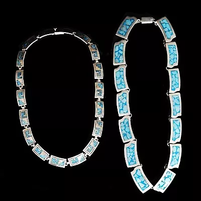 925 Sterling Silver Lot Of Mexican Enameled Turquoise Inlay Bracelets • $200