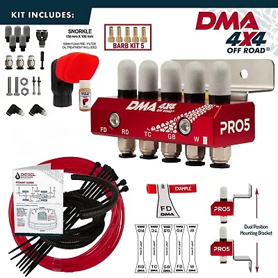 DMA Diff Breather Kit 5 Port + Snorkel Sock Ford Ranger Px3 Ute Red • $80