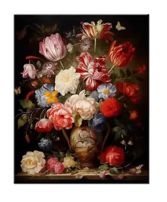 Still Life Painting-Flowers In A Vase  Oil Painting Printed On Canvas-Giclee Art • $8.77