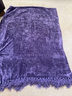 £11.99 • Buy Purple Chenille Fabric Material Sofa Bed Throw 80” Long X 60” Wide Bead Fringe