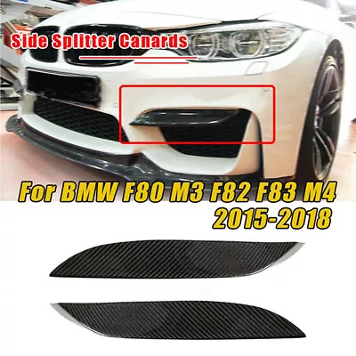 Carbon Fiber Front Bumper Upper Vent Cover Trims For BMW F80 M3 F82 F83 M4 15-18 • $31.99