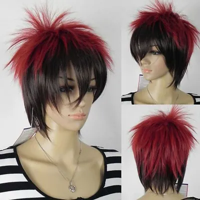 New Fashion Emerald Red Black Mix Multicolor Straight Unisex Cosplay Full Wig • $14.50