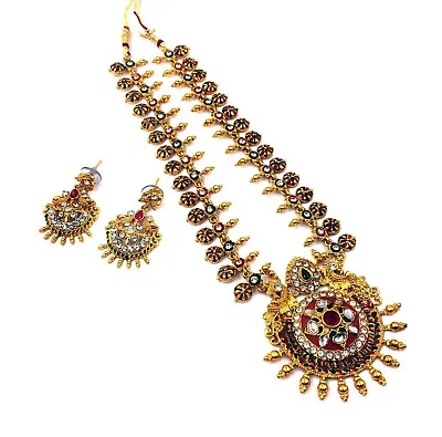 India Bollywood Gold Plated Chain Long Necklace South Indian • $9.97