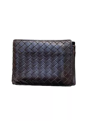 Bottega Veneta Bifold Wallet Men Brown Woven Leather • $150