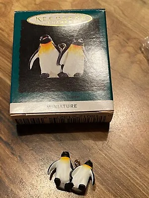 1995 Hallmark Miniature Ornament Playful Penguins Keepsake • $5