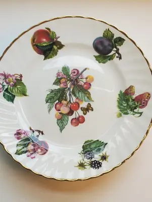 6 Vintage Colorful English Bone China Plates Gold Rim Cherry Pears Berry • $39