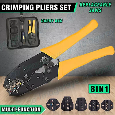 Cable Crimper Tool Kit Wire Terminal Ratchet Plier Crimping Screwdriver Bag Set • $29.89