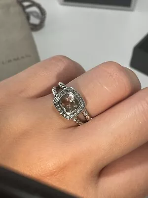 David Yurman 7mm Petite Albion Ring With Morganite And Diamonds With Box • $325