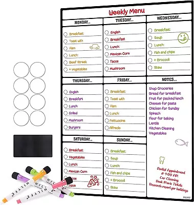 Magnetic Planner Weekly A3 Fridge Cupboard & Wall- With 4 Dry Erase Markers • £11.99