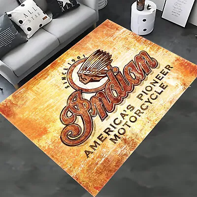 Retro Indian Motorcycle Rug Indian Motorcycle Decor • $69