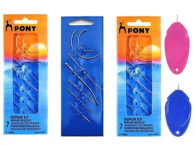 Pony Assorted Hand Sewing Mending Stainless Steel Needles Curved Mattress Uphol • £14.99