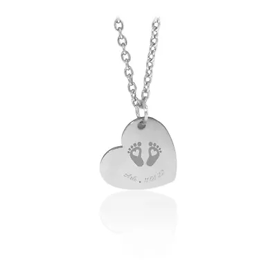 1st Mothers Day Necklace Gift Her Mum Mummy First New Born Foot Print Any Name  • £7.99