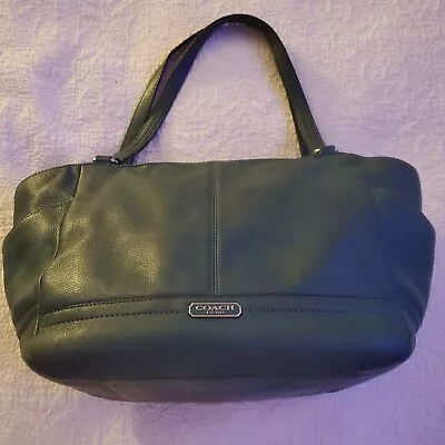 COACH Tote Park Carrie Handbag Leather Purse F23284 Zip Green • $49.88