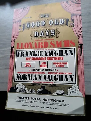 Music Hall Theatre Poster 1984nottingham Theatre Royalleanard Sachjan Hunt • £19