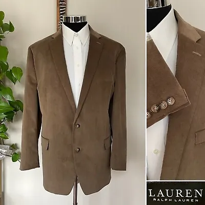 Ralph Lauren Mens Two Button Brown Blazer Corduroy Sport Coat Jacket Size 48L • $99.95