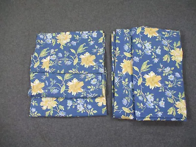 Laura Ashley Emilie Curtain Set Blue VTG Floral 4 Valances 2 Panels 1 Tie Back • $97.99