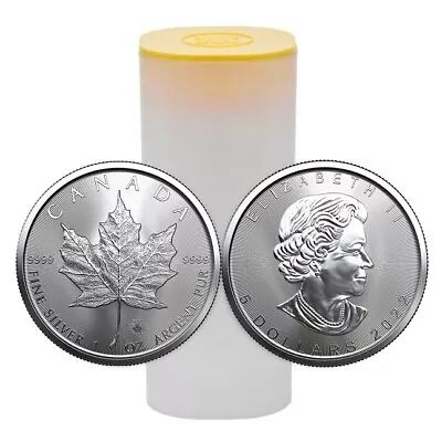 Tube Of 25 2022 Canadian Maple Leaf 1oz 999 Silver Coins Bullion COVID YEAR • $1350