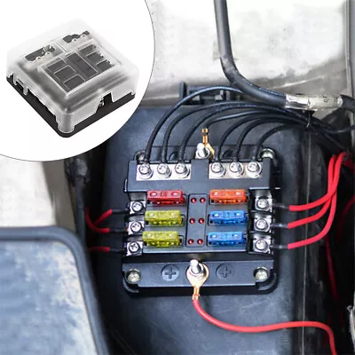 6 Way Blade Fuse Box Block FuseBox Holder Auto Marine Bus Bar Car Kit 12V 32V!` • $19.49