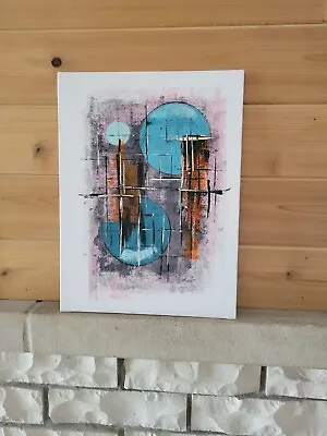 Mid Century Modern Abstract Vintage Bauhaus Style Painting Modernist. Original  • $65