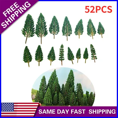 52pcs Miniature Scenery Model Plastic Pine Trees Dark Green For HO O N Z Scale • $16.80