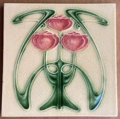 Antique Boote - Art Nouveau Majolica Tile C1900 • $44.90