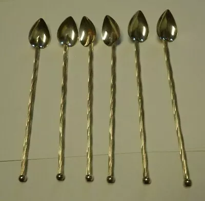 Set Of 6 Sterling Iced Tea Mint Julep Sipper Spoons    7 3/4     • $115