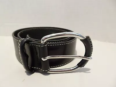 Talbots Wide Black Leather Belt Size XS Made In Italy Vintage • $19.99