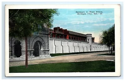 Postcard Entrance To State Prison Michigan City Indiana Unposted C1945-50 • $4.95