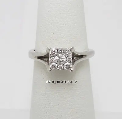 1/4CT Diamond Halo Solitaire Engagement Wedding Bridal Ring Band 10K White Gold • $199.99