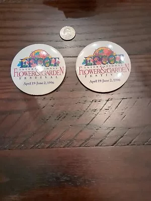 Vintage Pinback Button Pins Epcot Center Disney Flower Garden Festival 1996 2 • $15.72