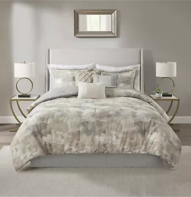 Madison Park Beacon 7 Piece Textured Cotton Blend Comforter Set King • $56