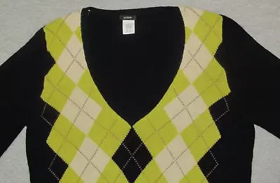 J.Crew Angora Cashmere Sweater Women's L Large Vintage Argyle Wool Jcrew • $19.99