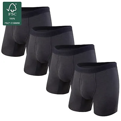 BAMBOO COOL Men's Boxer Briefs 4-Pack Black Bamboo Soft Lightweight Underwear • $35.99