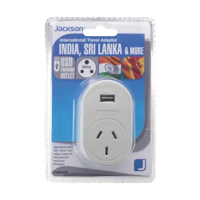 $31 • Buy Jackson Travel Power  Adaptor AUS/NZ To  Sri Lanka/India Large Pin  W/ USB Port