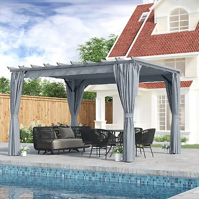 3.6 X 3(m) Outdoor Retractable Pergola Gazebo Garden Sun Shade Canopy Curtains • £399.99